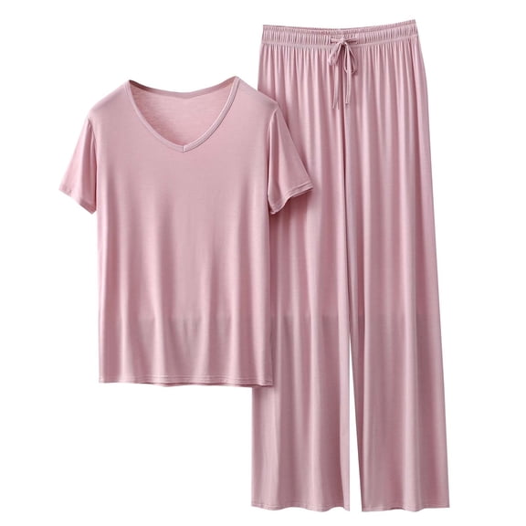 yillto Lounge Sets for Women's Short Sleeve Tops and Long Pants Soft Comfy Pajamas Set 2 Piece Outfits