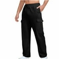 thumbnail image 1 of yillto Men Big and Tall Cargo Pant Straight Leg Loose Elastic Waist Drawstring Causal Pants with Pockets, 1 of 5