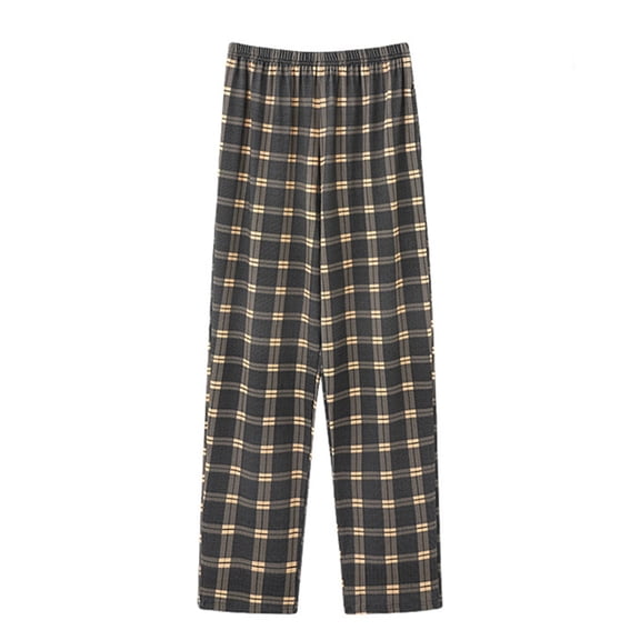 yillto Men Big and Tall Plaid Pjs Pant Loungewear Bottoms Pajamas Pants Elastic Waist with Pockets L-5XL