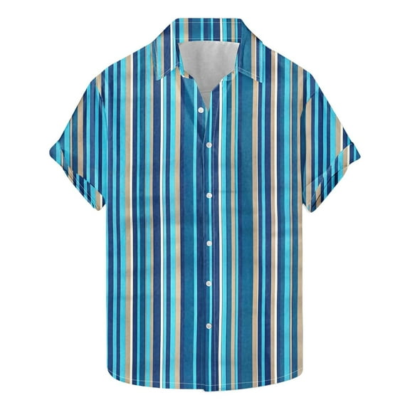 yillto Men Big and Tall Striped Shirts Lightweight Loose Color Block Tee Summer Trendy Beach Tshirts