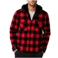 thumbnail image 1 of yillto Men Big and Tall Plaid Cardigan Hooded Button down Fleece Warm Long Sleeve Fall Winter Coats Jackets, 1 of 5