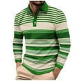 thumbnail image 1 of yillto Men Big and Tall Tops Buttons Neck Striped Long Sleeve Golf Shirts Pullover Casual Athletic Tee, 1 of 7
