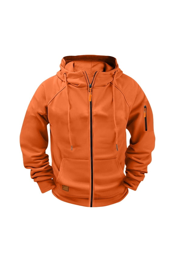 Men Big and Tall Zip up Hoodie Sweatshirt Coat with Zipper Pockets Fall Trendy Loose Jackets