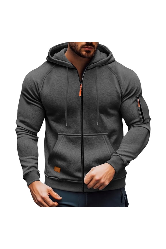 Men Big and Tall Zip up Hoodie Sweatshirt Coat with Zipper Pockets Fall Trendy Loose Jackets