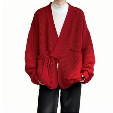 yillto Men Cardigan Sweaters Open Front Loose Fitting Cable Knit Mens Fall Outwear Sweater with Pockets