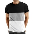 thumbnail image 1 of yillto Men Color Block Short Sleeve Shirts Crewneck Pullover Causal Loose Tshirts Trendy Summer Tops, 1 of 5