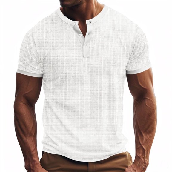 Maean Men Cotton Linen Shirt Short Sleeve Crew Neck Lightweight Summer Loose Casual Dressy Tshirts