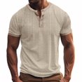 thumbnail image 1 of Maean Men Cotton Linen Shirt Short Sleeve Crew Neck Lightweight Summer Loose Casual Dressy Tshirts, 1 of 6