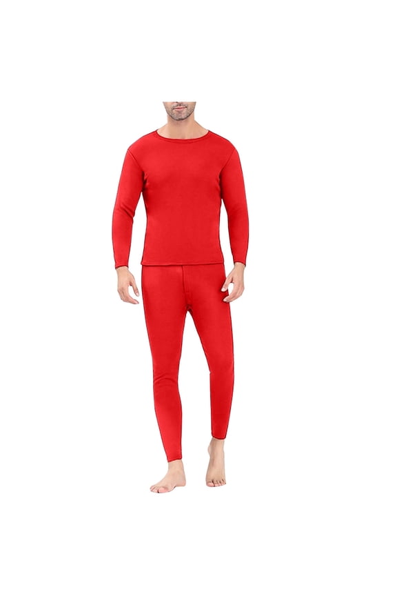 Men Cotton Thermal Underwear Set Fleece Lined Heavyweight Outdoor Base Layer Cold Weather Sets
