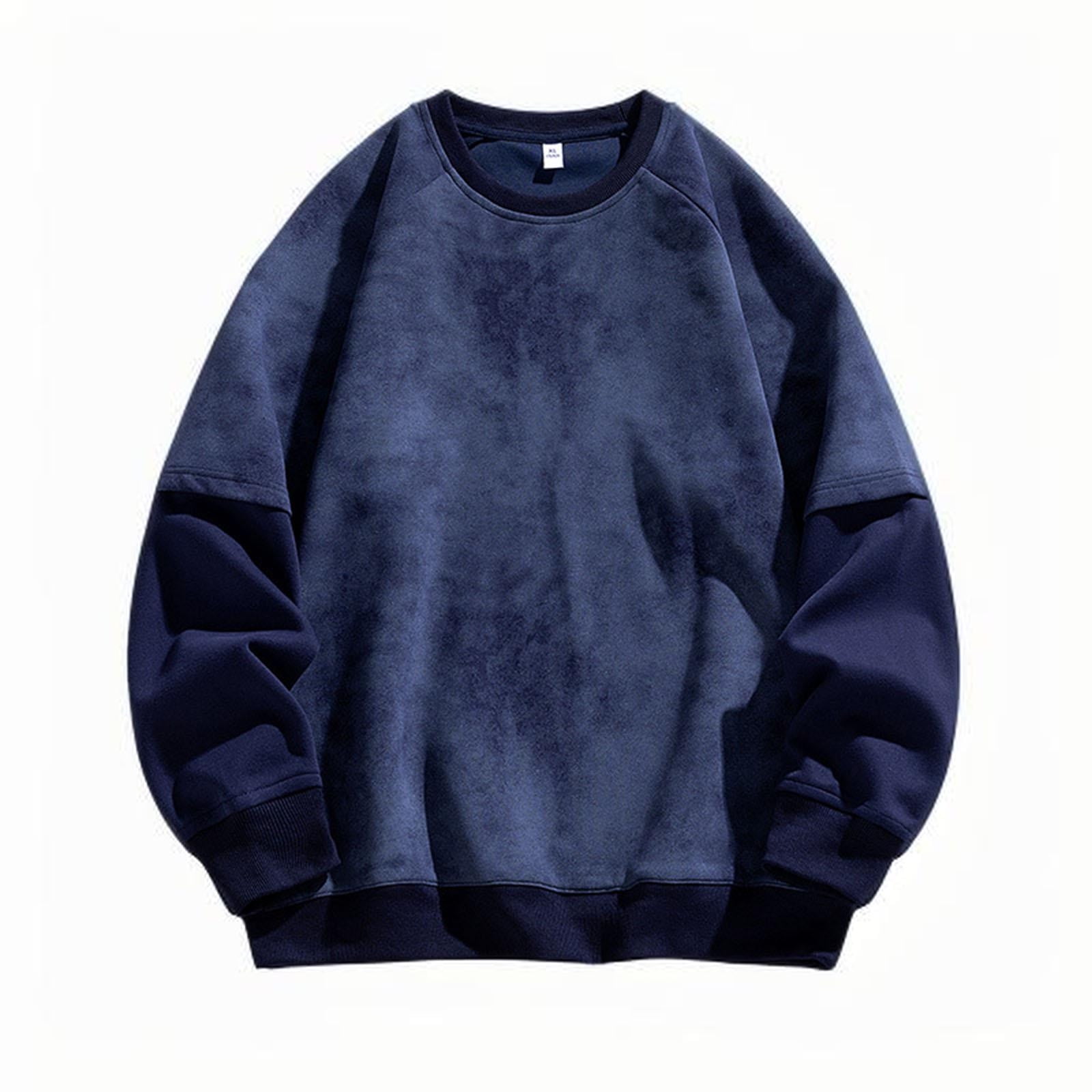 Oplxuo Distressed Sweatshirt for Men Vintage Crew Neck