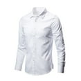 thumbnail image 1 of yillto Men Dress Shirts Causal Business Work Office Stretch Tunic Tops Button down Long Sleeve Formal Shirt, 1 of 6