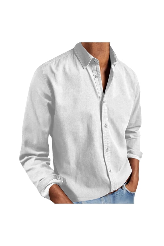 Men Dress Shirts Collar Button down Causal Business Long Sleeve Shirt Blouse S-XXXL