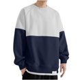 thumbnail image 1 of yillto Men Fashion Sweatshirts Color Block Shirts Tops Big and Tall Round Neck Pullover Sweatshirt, 1 of 5