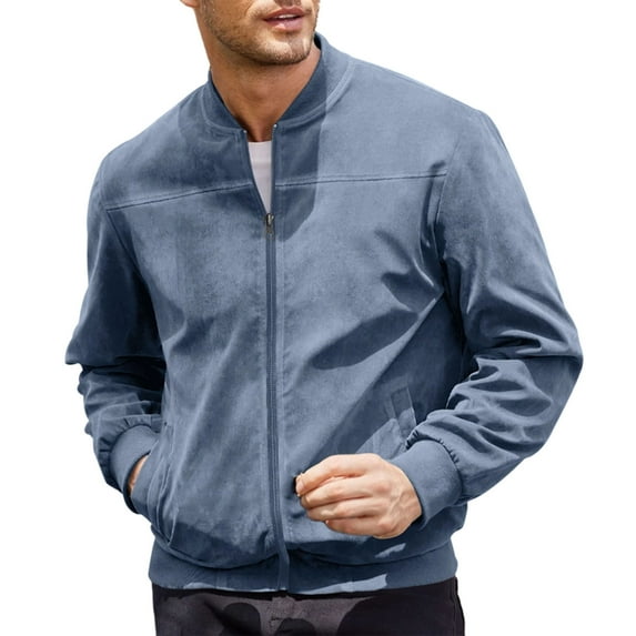 yillto Men Jackets Collared Zip up Lightweight Casual Business Coat Regular Fitting Big and Tall Jacket