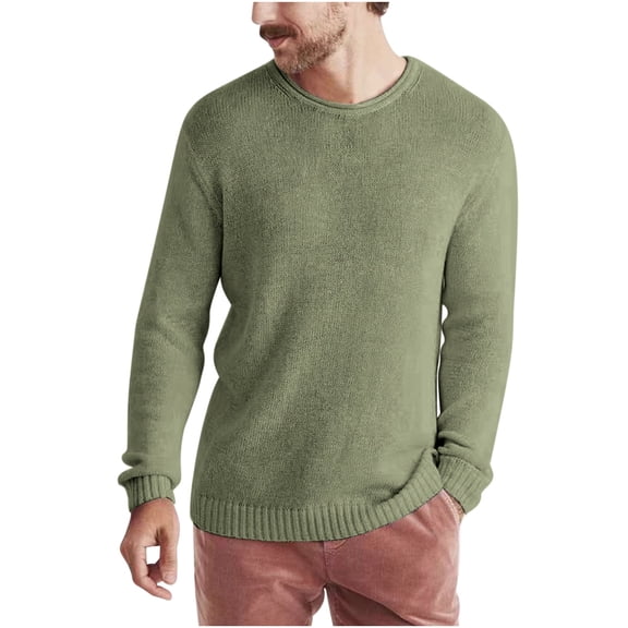 yillto Men Sweater Lightweight Crew Neck Long Sleeve Pullover Top Soft Knit Fall Winter Warm Sweaters