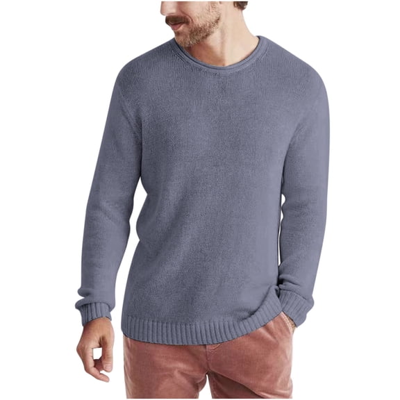 yillto Men Sweater Lightweight Crew Neck Long Sleeve Pullover Top Soft Knit Fall Winter Warm Sweaters