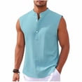 thumbnail image 1 of yillto Men Tank Tops Sleeveless Shirts Round Neck Buttons Beach Vacation Tees Solid Color Loose Summer Tshirts, 1 of 6