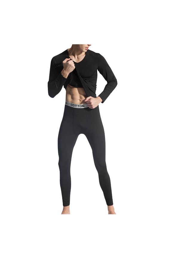 Men Thermal Underwear Set Soft Leggings Pant Lightweight Warm Winter Set 2 Piece for Cold Weather