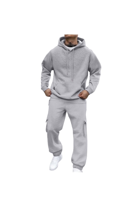 Men's 2 Piece Tracksuit Sets Hooded Crewneck Sweatshirts Cargo Joggers Sweatpants Sweatsuit
