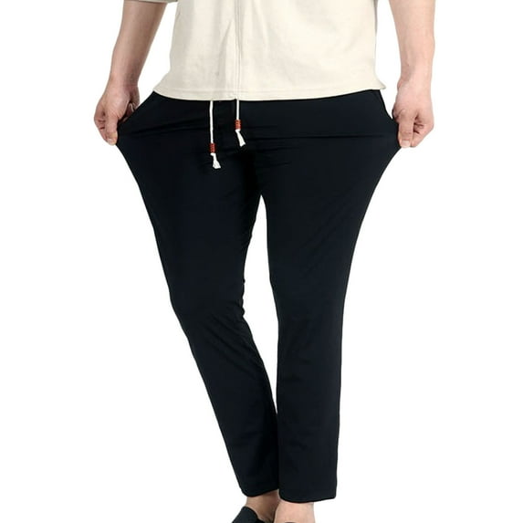 yillto Men's Trousers Trendy Stretch Waist Straight Leg Pants Casual Loose Pocket Tapered Pants