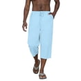 thumbnail image 1 of yillto Men's Cotton Linen Capri Pants Summer Lightweight 3/4 Baggy Pant Drawstring Waist Beach Pants with Pockets, 1 of 7
