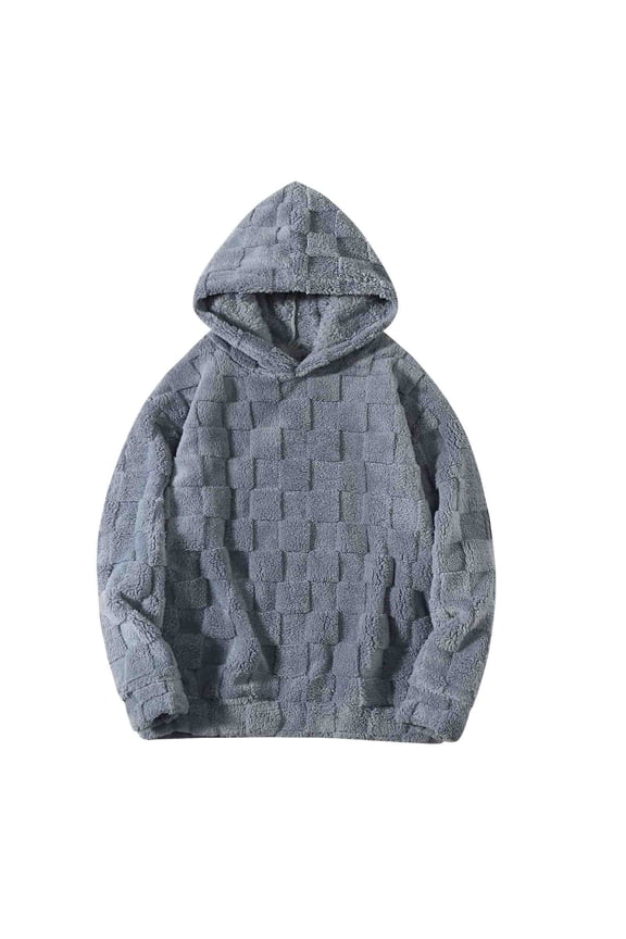 Men's Fuzzy Sherpa Sweatshirt Fashion Pullover Fleece Hoodies Solid Color Warm Sweatshirts