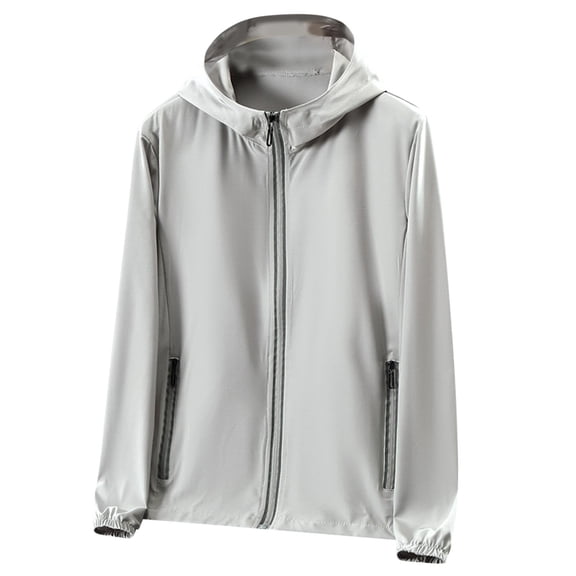 yillto Men's Hiking Lightweight Jacket Full Zip Sun Protection Hoodie Long Sleeve Shirts Athletic Running