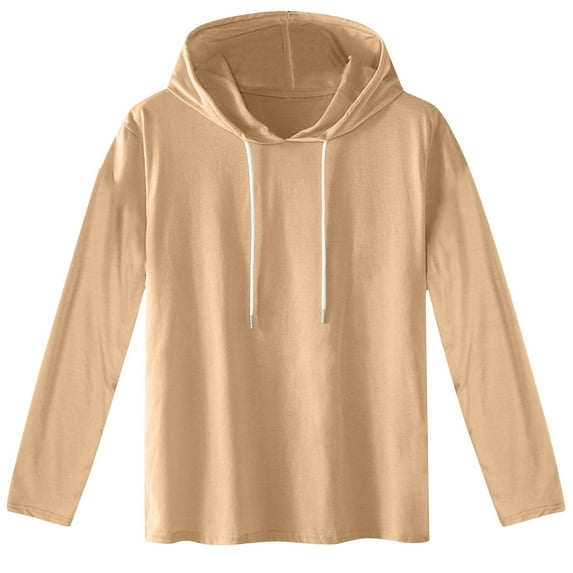 yillto Men's Hooded Tops Big and Tall Long Sleeve Drawstring Pullover Tops Fashion Casual T-Shirt for Men