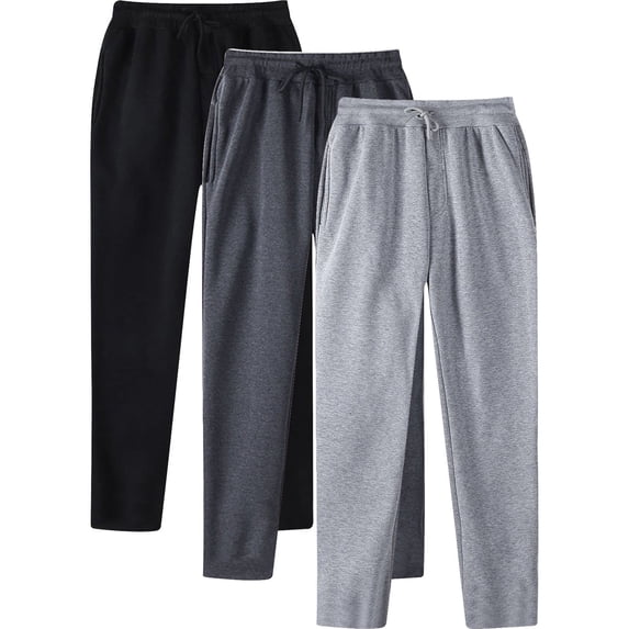 yillto Men's Jogger Pants Big and Tall Elastic Waist Drawstring Sweatpants Baggy Casual Workout Pants 3 Pack