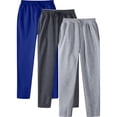 thumbnail image 1 of yillto Men's Jogger Pants Big and Tall Elastic Waist Drawstring Sweatpants Baggy Casual Workout Pants 3 Pack, 1 of 6