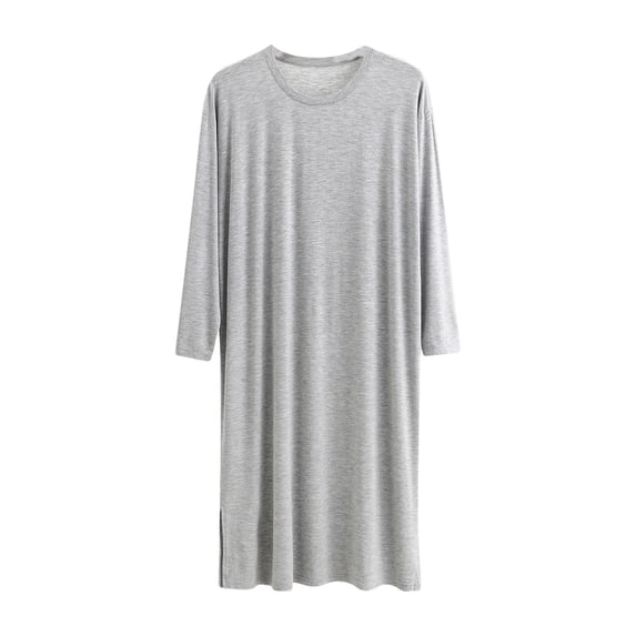 yillto Men's Nightshirt Long Sleeve Nightgown Soft Loose Sleepwear Nightwear Comfy Lounge Shirt