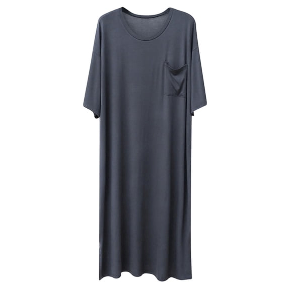 yillto Men's Nightshirt Sleepwear Short Sleeve Pajamas Comfy Big and Tall Loose Nightwear Shirts