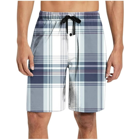 yillto Men's Plaid Lounge Shorts Sleepwear Pajama Bottoms Elastic Waist Drawstring Pjs Shorts with Pockets