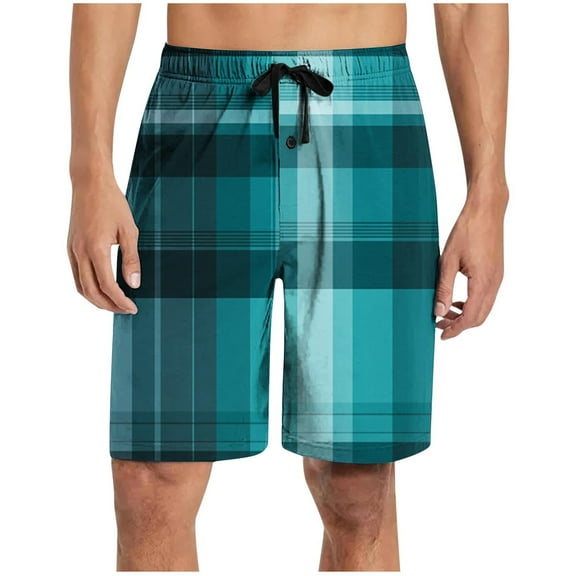 yillto Men's Plaid Lounge Shorts Sleepwear Pajama Bottoms Elastic Waist Drawstring Pjs Shorts with Pockets