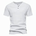 thumbnail image 1 of yillto Men's Shirts Short Sleeve Cotton Summer Button Tee Casual Pullover Shirt Solid Color Basic Tops, 1 of 7