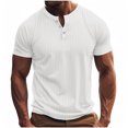 thumbnail image 1 of yillto Men's Shirts V Neck Slim Ribbed T Shirts Short Sleeve Buttons Golf Tshirt Knit Casual Tee Tops, 1 of 6