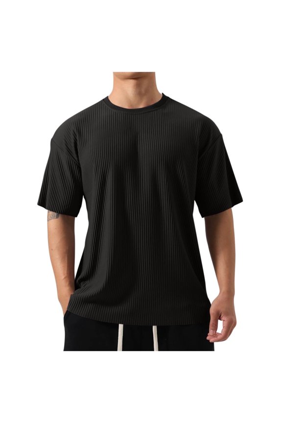 Men's Short Sleeve Crew Neck Shirts Athletic Workout Tops Tees Oversized Gym Clothes for Men