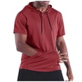 thumbnail image 1 of yillto Men's Short Sleeve Hoodie Top Workout Gym Shirts with Pocket Pullover Athletic Running T Shirts, 1 of 6