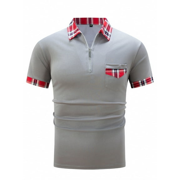 yillto Men's Short Sleeve Shirts Quarter-Zip Casual Slim Fitting Pullover Basic Tops with Pockets