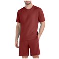 thumbnail image 1 of yillto Men's Short Sleeve Tracksuit Summer T Shirt and Shorts with Pockets Sweatsuit Set 2 Piece, 1 of 6