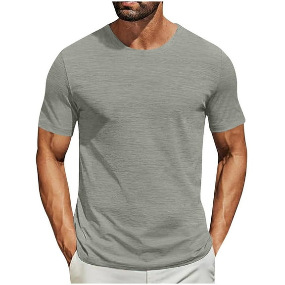 yillto Men's Short Sleeve Tshirts Casual Crew Neck Loose Tee Shirt Summer Solid Color Soft Tops