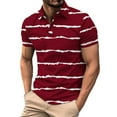 thumbnail image 1 of yillto Men's Striped Shirts Collared Golf Classic Tee Short Sleeve Workout Gym Athletic Tshirts, 1 of 4