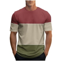 Maean Men's Tees Short Sleeve Crew Neck T Shirt Top Color Block Casual Loose 2025 Summer Outfits