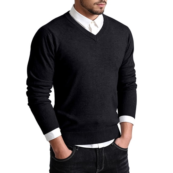 yillto Men's V Neck Sweater Knit Fall Winter Casual Lightweight Long Sleeve Warm Sweaters Clothes