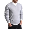 thumbnail image 1 of yillto Men's V Neck Sweater Knit Fall Winter Casual Lightweight Long Sleeve Warm Sweaters Clothes, 1 of 6