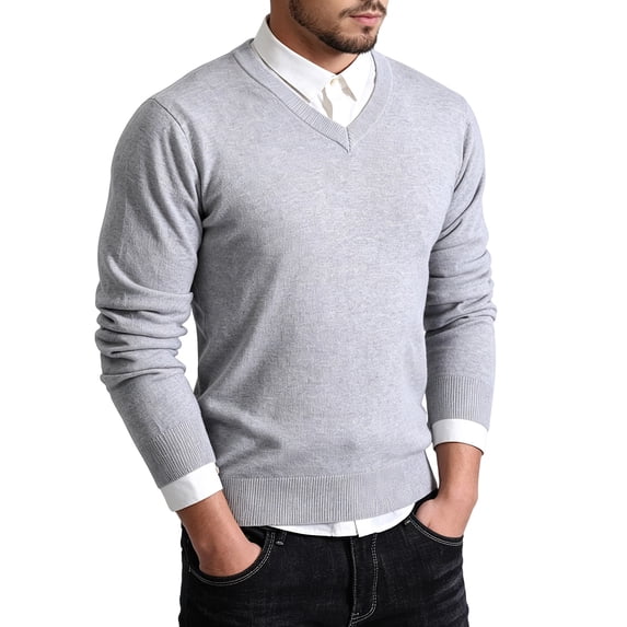 yillto Men's V Neck Sweater Knit Fall Winter Casual Lightweight Long Sleeve Warm Sweaters Clothes