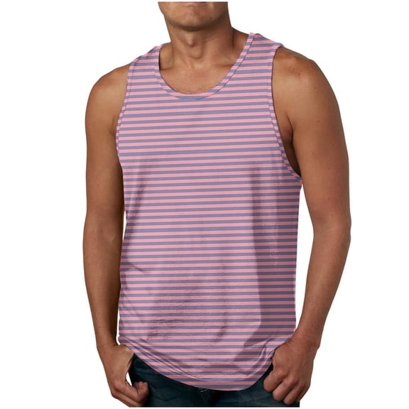 yillto Men's Workout Tank Tops Big and Tall Gym Sleeveless Striped Shirts Athletic Muscle Tee S-6XL