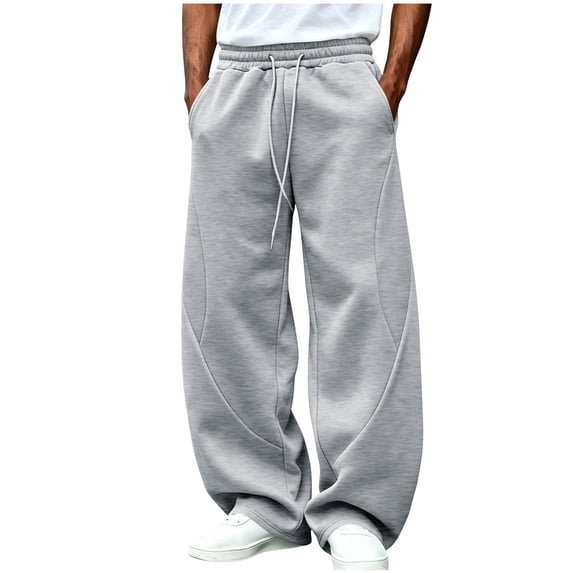 yillto Mens Baggy Sweatpant Drawstring Elastic Waist Loose Casual Wide Leg Fashion Sweat Pants with Pockets