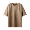 thumbnail image 1 of yillto Mens Basic Shirts Short Sleeve Round Neck Solid Color Casual Streetwear Baggy Tshirts Tops, 1 of 3