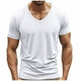 thumbnail image 1 of yillto Mens Basic Shirts Short Sleeve V Neck Solid Color Casual Tee Big and Tall Summer Soft Tshirts, 1 of 7